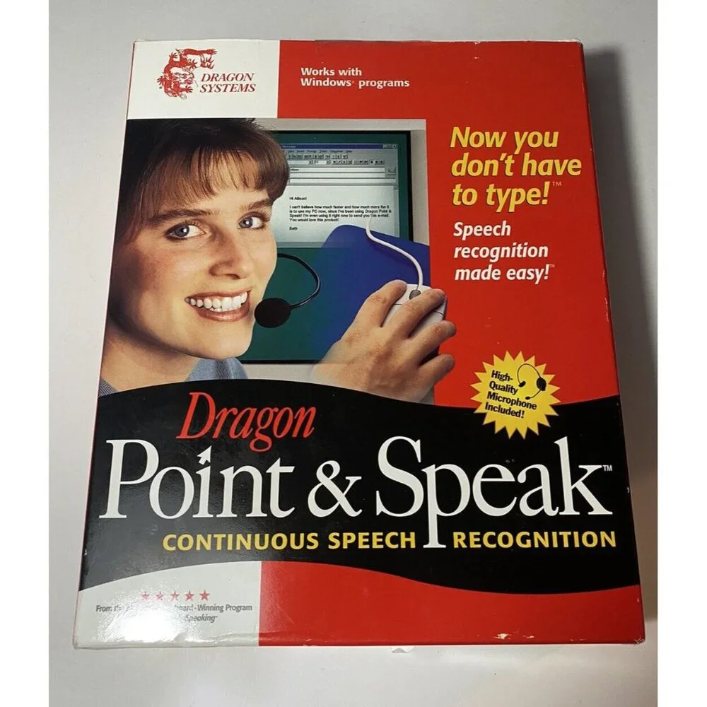 NIB Sealed Dragon Point & Speak 3.0 Windows 98 And 95 Includes Microphone